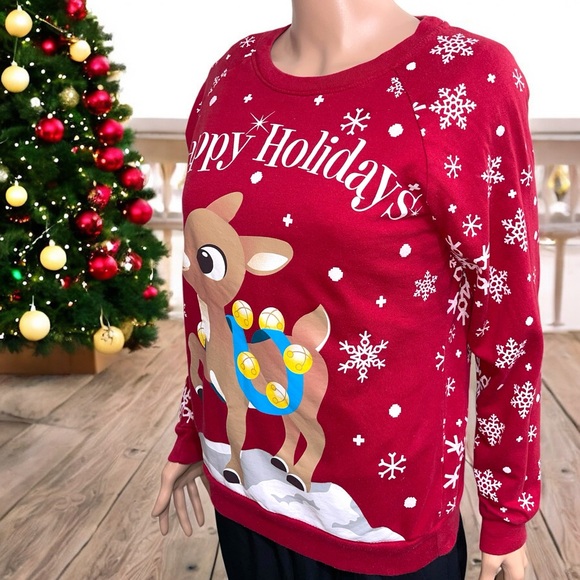 Rudolph Women’s Rudolph the Red-Nosed Reindeer Happy Holiday Sweatshirt - Picture 11 of 16